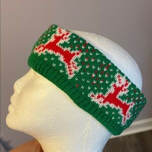 ECHO Vintage Reindeer Ugly Christmas Knit Headband Green Red